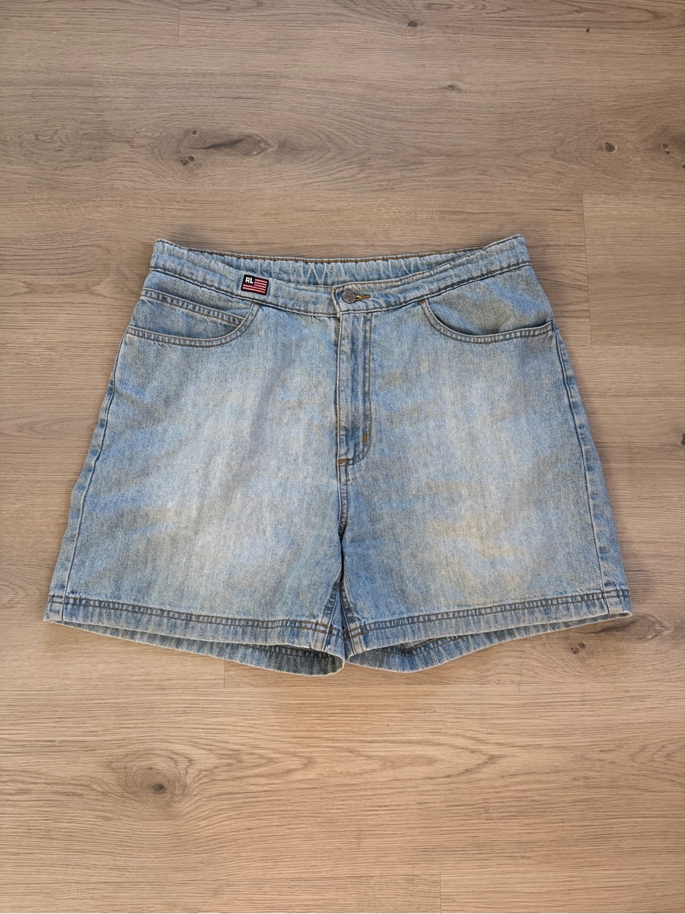 Vintage Y2K Polo by Ralph Lauren Light Wash Denim Shorts Western Retro